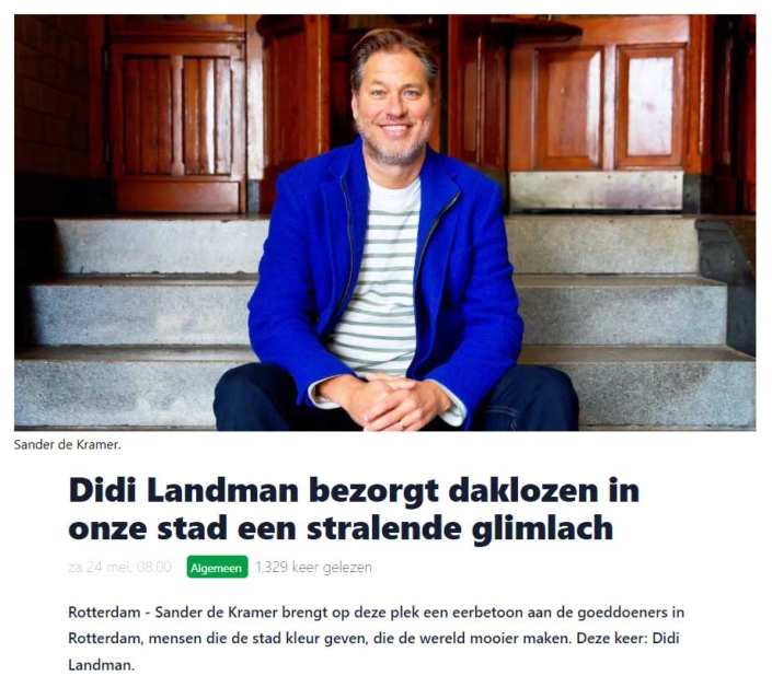 Didi Landman bezorgt daklozen in onze stad een stralende glimlach